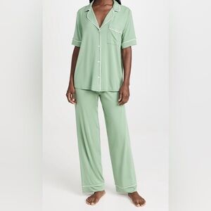 Gisele Tencel Modal Short Sleeve &Pant PJ Set in Mineral Green & Ivory